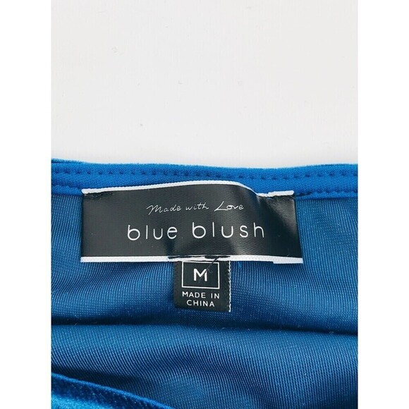 Blue Blush Velvet Women's‎ Knee length Skirt Ruched Size Medium Blue Side Slit - Picture 4 of 12